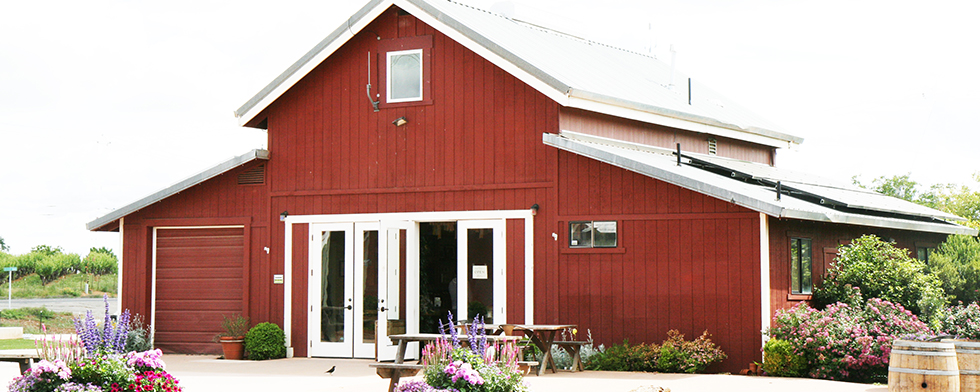 Exterior view of red barn