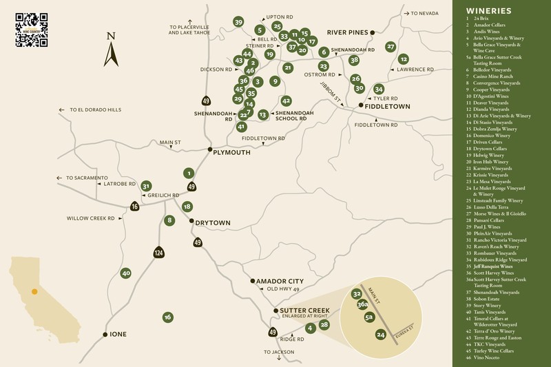 Map of Amador County Wineries