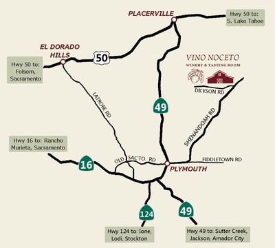 Map to Noceto from Bay Area, Lodi, and Sacramento